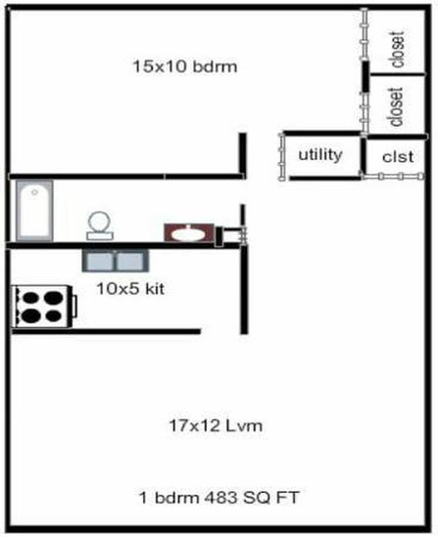 1 Bedroom floor plan